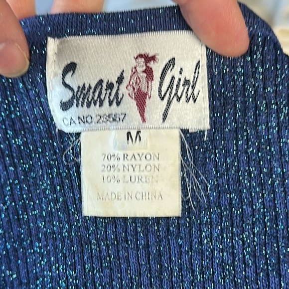 Vintage Blue Sparkle rib knit Sleeveless Top - Picture 8 of 8